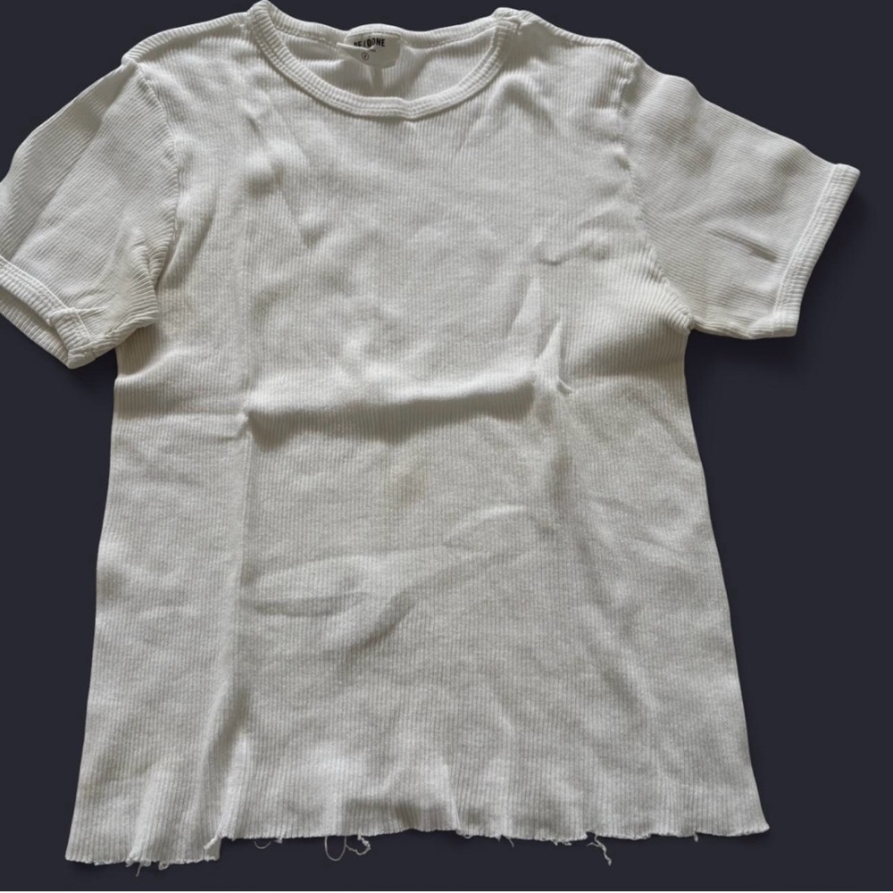 Women’s White Ribbed T-Shirt